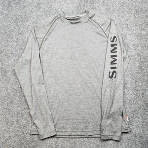 Simms Shirt Mens Medium Gray Long Sleeve Lightweight Fishing Performance Top